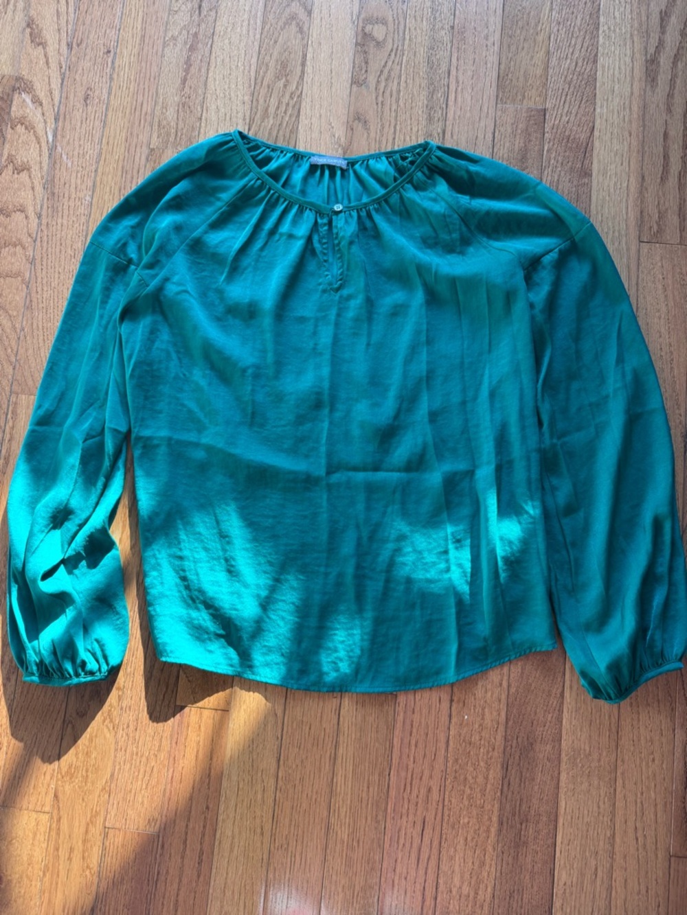 Vince Camuto Teal/kelly Green Long-Sleeve Peasant Blouse